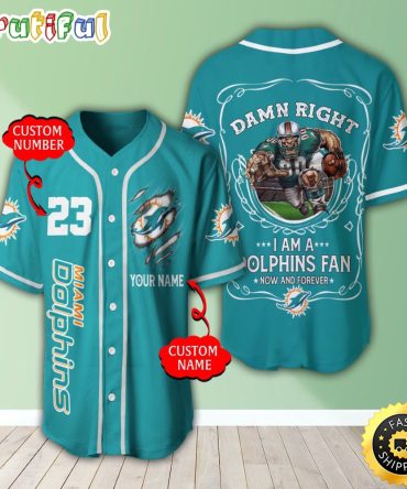 Personalized NFL Miami Dolphins Baseball Jersey Dynamic Team Shirts