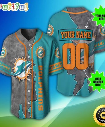 Personalized NFL Miami Dolphins Baseball Jersey Fan Favorite Jerseys