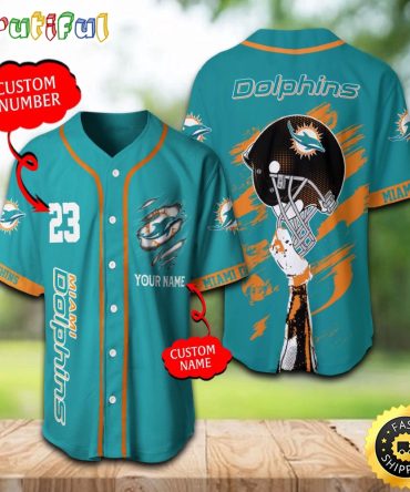 Personalized NFL Miami Dolphins Baseball Jersey For Fans