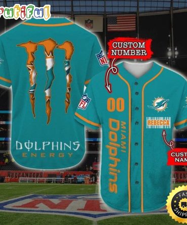 Personalized NFL Miami Dolphins Baseball Jersey Sportswear Tops