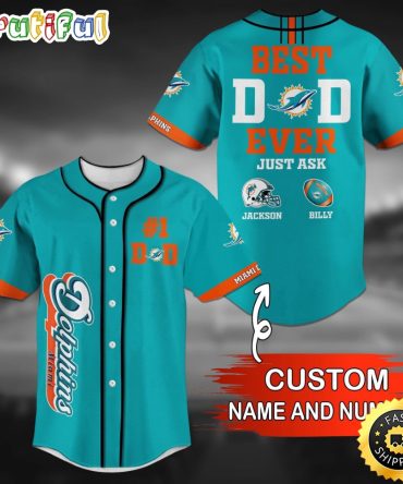 Personalized NFL Miami Dolphins Baseball Jersey Stylish Baseball Tops