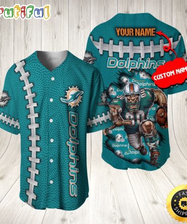 Personalized NFL Miami Dolphins Baseball Jersey Team Spirit Tops
