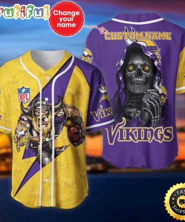 Personalized NFL Minnesota Vikings Baseball Jersey Athletic Team Shirts