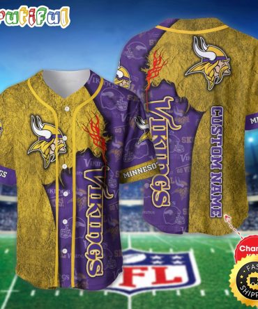 Personalized NFL Minnesota Vikings Baseball Jersey Authentic Baseball Attire