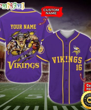 Personalized NFL Minnesota Vikings Baseball Jersey Casual Baseball Gear