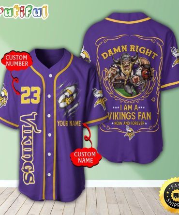 Personalized NFL Minnesota Vikings Baseball Jersey Dynamic Team Shirts