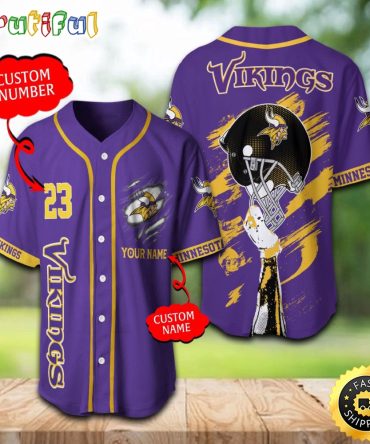 Personalized NFL Minnesota Vikings Baseball Jersey Gift For Fans For Fans