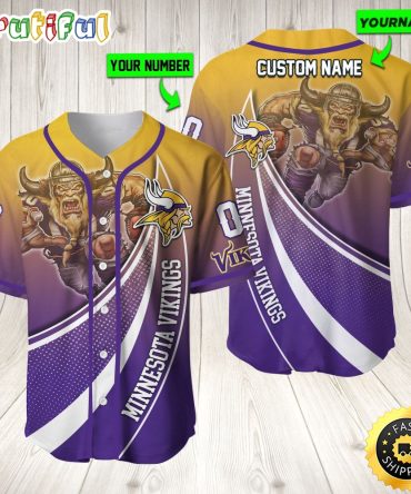 Personalized NFL Minnesota Vikings Baseball Jersey Mascot Art