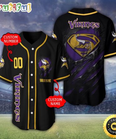 Personalized NFL Minnesota Vikings Baseball Jersey Stylish Baseball Tops