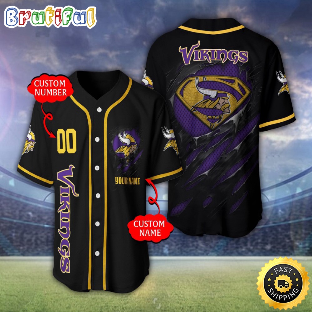 Personalized NFL Minnesota Vikings Baseball Jersey Stylish Baseball Tops