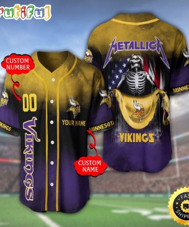 Personalized NFL Minnesota Vikings Baseball Jersey Team Spirit Tops