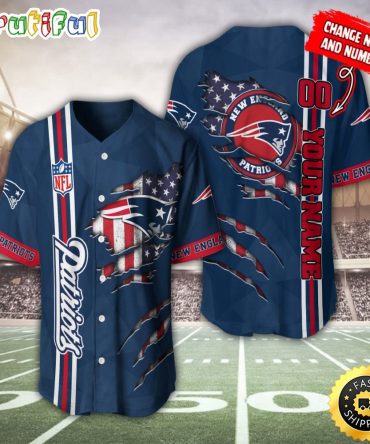 Personalized NFL New England Patriots Baseball Jersey America Flag Athletic Style Jerseys