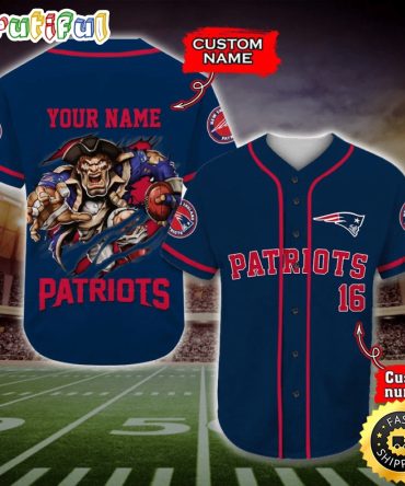Personalized NFL New England Patriots Baseball Jersey Dynamic Team Shirts