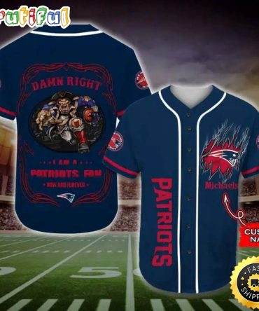 Personalized NFL New England Patriots Baseball Jersey Fan Name