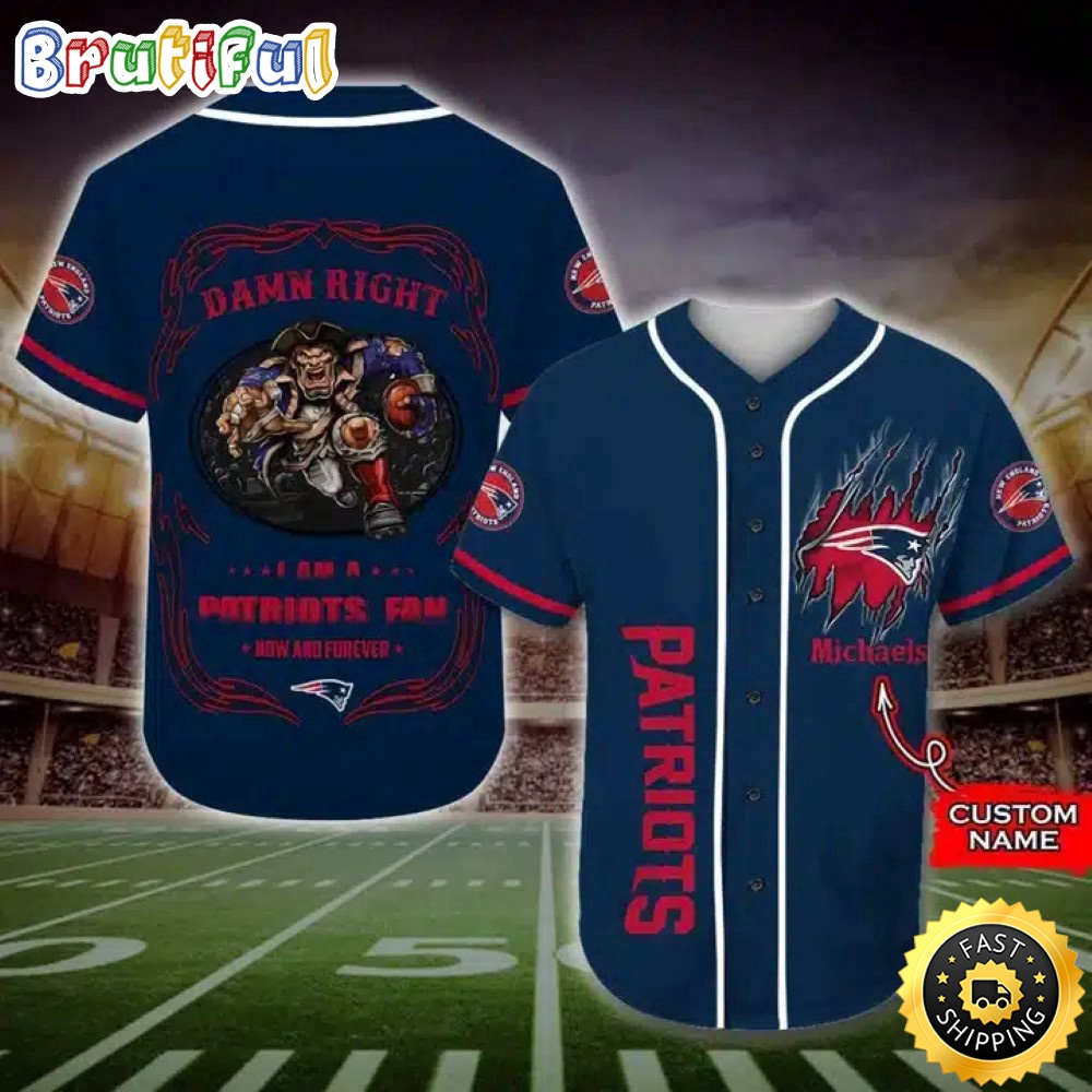 Personalized NFL New England Patriots Baseball Jersey Fan Name