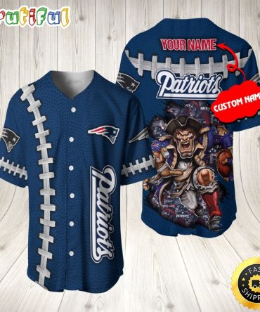 Personalized NFL New England Patriots Baseball Jersey Team Spirit Tops