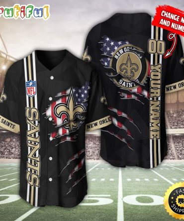 Personalized NFL New Orleans Saints Baseball Jersey America Flagy America Flag Athletic Style Jerseys