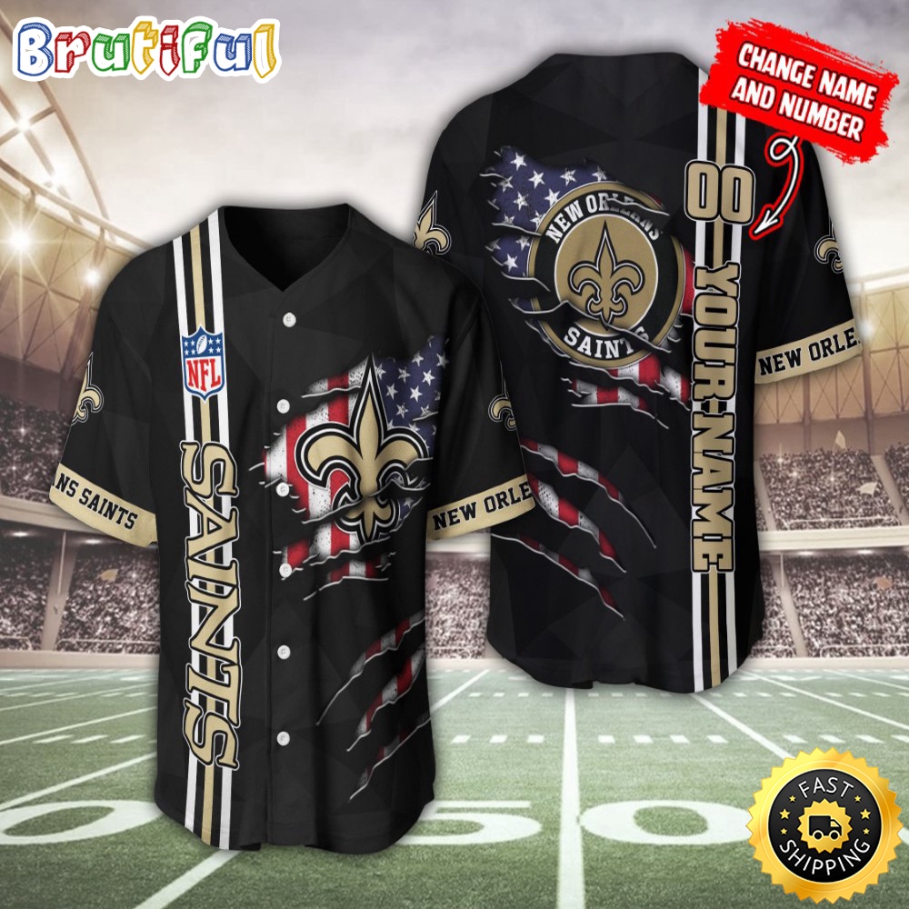 Personalized NFL New Orleans Saints Baseball Jersey America Flagy America Flag Athletic Style Jerseys