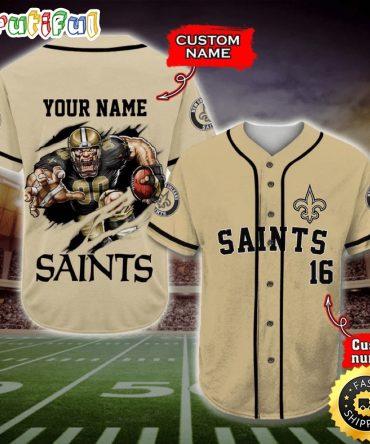Personalized NFL New Orleans Saints Baseball Jersey Casual Baseball Gear