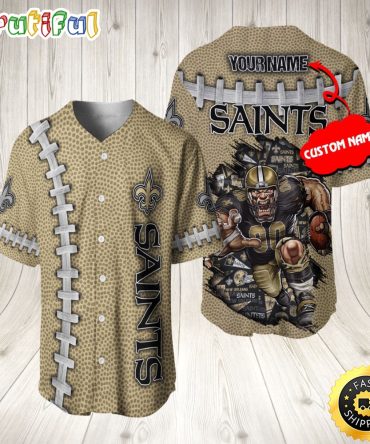 Personalized NFL New Orleans Saints Baseball Jersey Team Spirit Tops