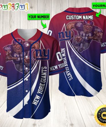 Personalized NFL New York Giants Baseball Jersey Mascot Art