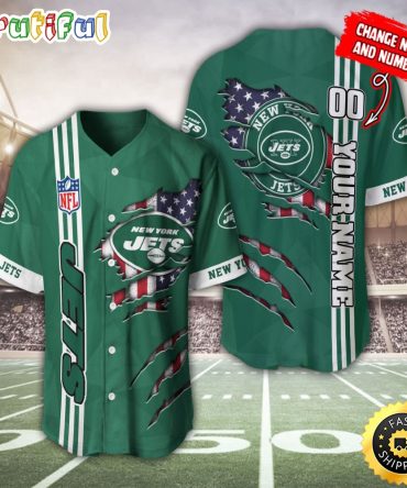 Personalized NFL New York Jets Baseball Jersey America Flagy America Flag Athletic Style Jerseys