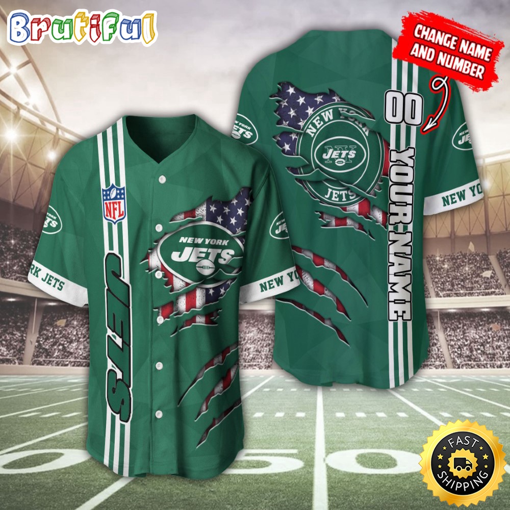 Personalized NFL New York Jets Baseball Jersey America Flagy America Flag Athletic Style Jerseys