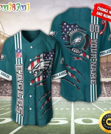 Personalized NFL Philadelphia Eagles Baseball Jersey America Flagy America Flag Athletic Style Jerseys