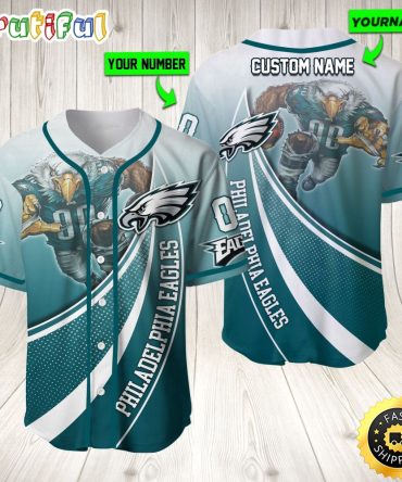 Personalized NFL Philadelphia Eagles Baseball Jersey Mascot Art