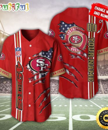 Personalized NFL San Francisco 49ers Baseball Jersey America Flagy America Flag Athletic Style Jerseys
