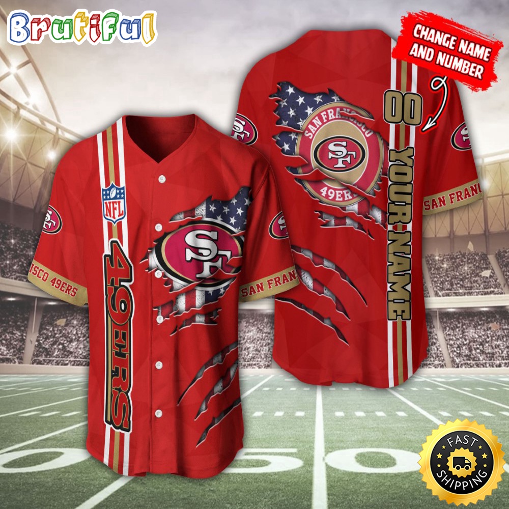 Personalized NFL San Francisco 49ers Baseball Jersey America Flagy America Flag Athletic Style Jerseys