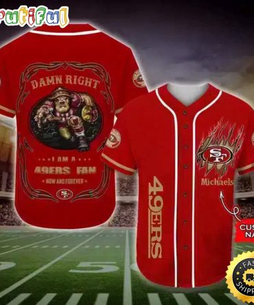 Personalized NFL San Francisco 49ers Baseball Jersey Fan Name