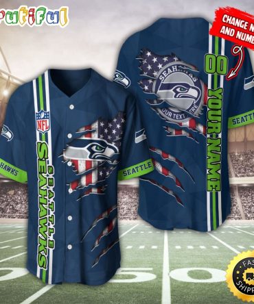 Personalized NFL Seattle Seahawks Baseball Jersey America Flagy America Flag Athletic Style Jerseys