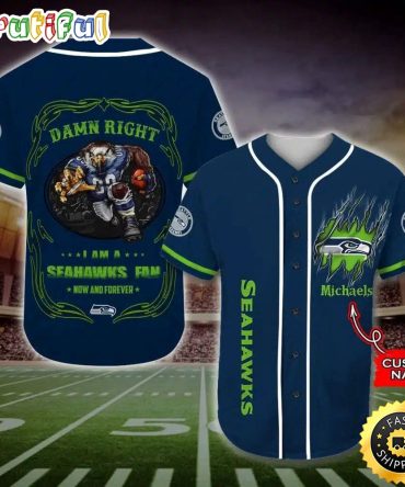 Personalized NFL Seattle Seahawks Baseball Jersey Fan Name