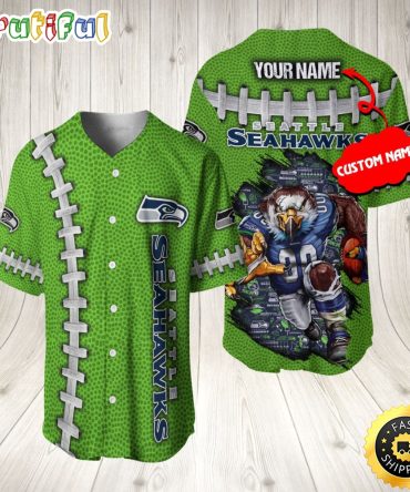 Personalized NFL Seattle Seahawks Baseball Jersey Team Spirit Tops