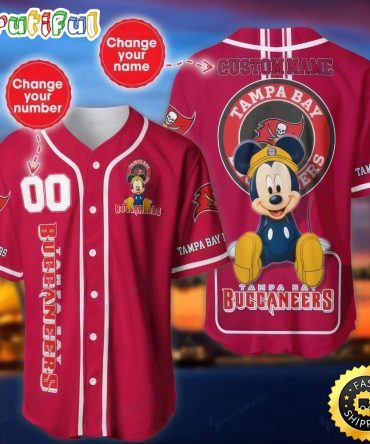 Personalized NFL Tampa Bay Buccaneers Baseball Jersey Mickey Mouse