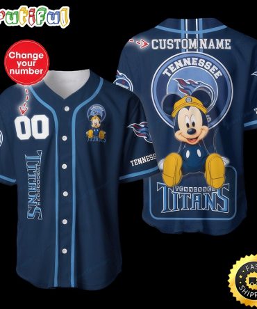 Personalized NFL Tennessee Titans Baseball Jersey Mickey Mouse