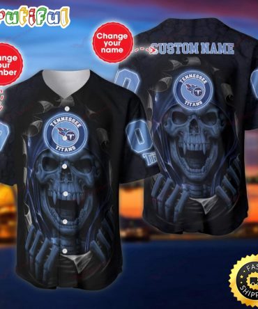 Personalized NFL Tennessee Titans Baseball Jersey Vampire Skull
