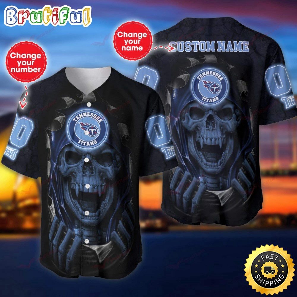 Personalized NFL Tennessee Titans Baseball Jersey Vampire Skull