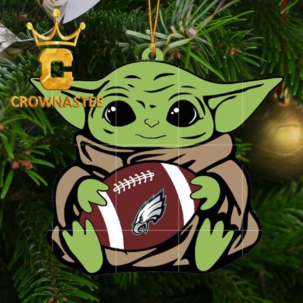 Philadelphia Eagles Baby Yoda NFL Christmas Tree Decoration Ornament
