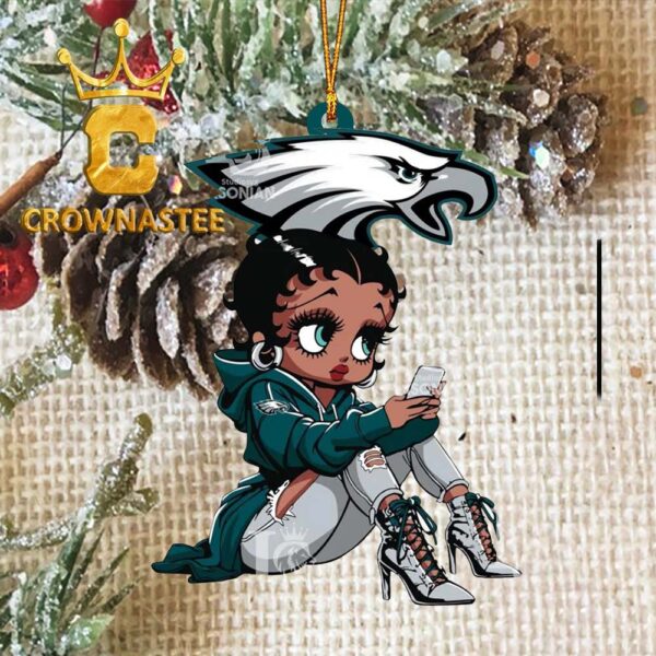 Philadelphia Eagles Beauty Black Fan Girl Football NFL Acrylic Christmas Tree Decoration Ornament