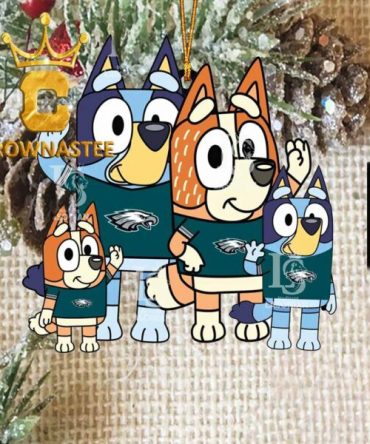 Philadelphia Eagles Bluey & Bingo Family NFL Acrylic Christmas Tree Decoration Ornament