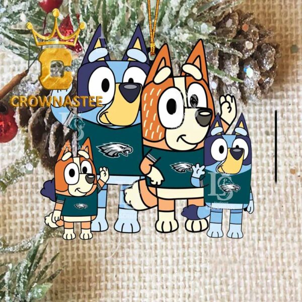 Philadelphia Eagles Bluey & Bingo Family NFL Acrylic Christmas Tree Decoration Ornament