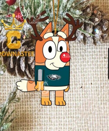 Philadelphia Eagles Bluey Chilli Christmas Deer NFL Acrylic Christmas Tree Decoration Ornament