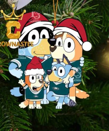 Philadelphia Eagles Bluey Family Christmas NFL Decoration Acrylic Christmas Tree Ornament