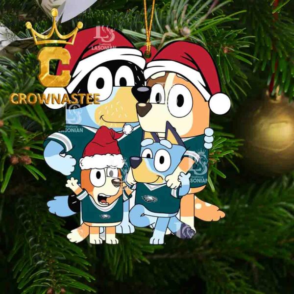 Philadelphia Eagles Bluey Family Christmas NFL Decoration Acrylic Christmas Tree Ornament