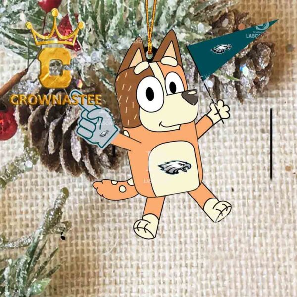 Philadelphia Eagles Chilli Heeler Bluey Flag NFL Acrylic Christmas Tree Decoration Ornament