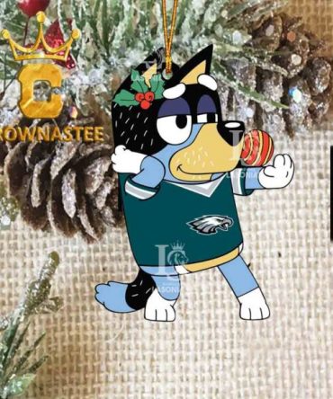 Philadelphia Eagles Christmas Bluey Bandit Heeler NFL Acrylic Christmas Tree Decoration Ornament