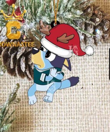 Philadelphia Eagles Christmas Bluey Santa Claus NFL Acrylic Christmas Tree Decoration Ornament