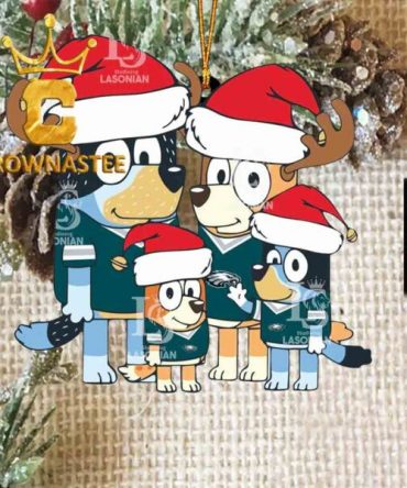 Philadelphia Eagles Christmas Bluey Santa Family NFL Acrylic Christmas Tree Decoration Ornament